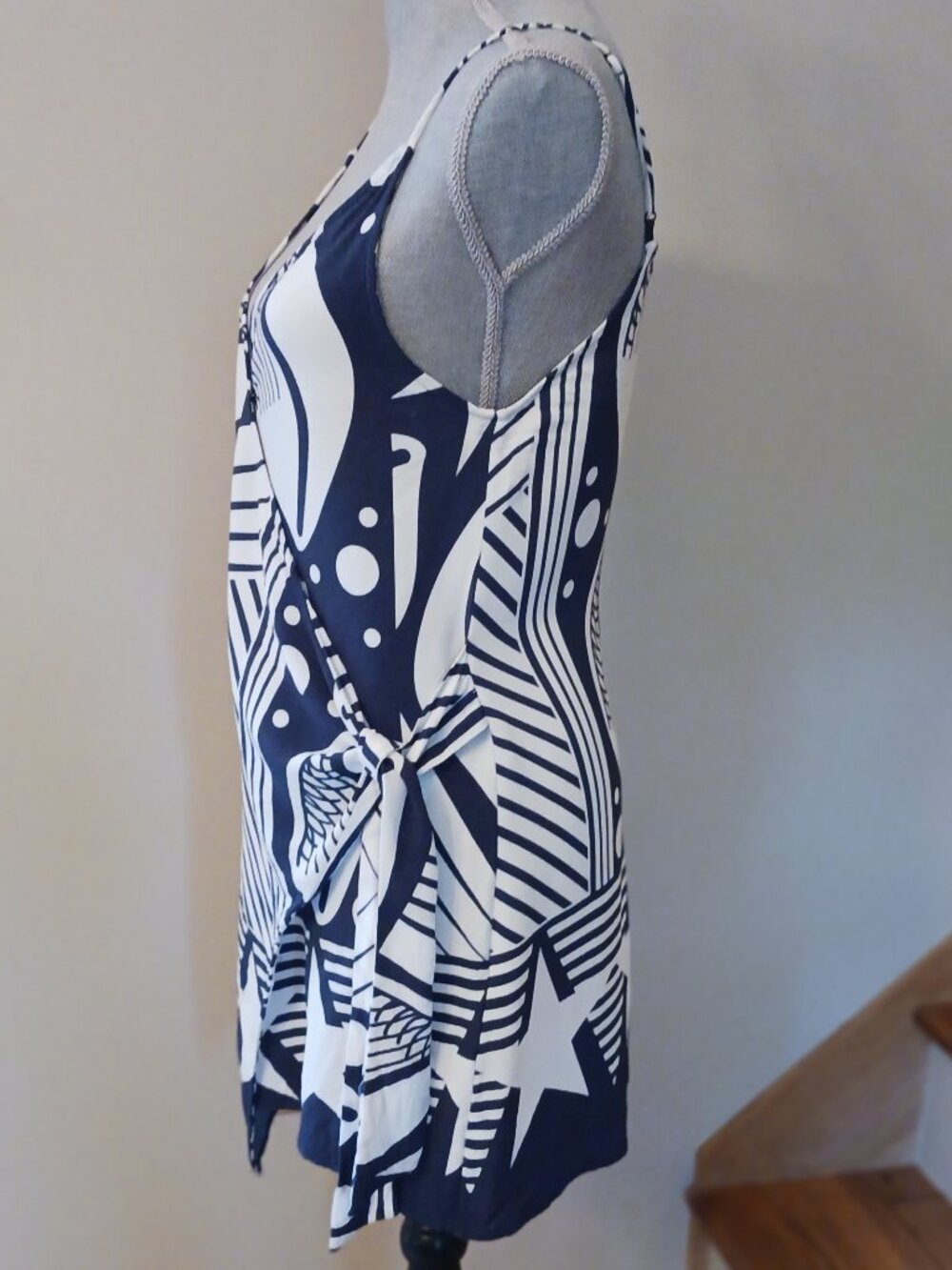 Farm Rio blue and white print mini wrap dress - Picture 3 of 9